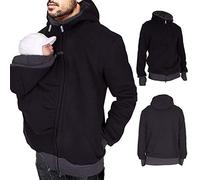 Yolimok Mens Hoodies Sweatshirts Funny Mens Tops Zip Up Sweatshirt Long Sleeve Soft Loungewear Hoody Father Baby Pouch Hoodie Childcare Bag Zipper Pregnancy Coat