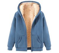 Yolimok Mens Hoodies Zip Up Sherpa Fleece Jackets Men Fleece Hoodie Long Sleeve Windproof Sweatshirts with Hood Hoody Warm Tops Thick Coats with Pockets Outerwear Light Blue