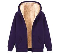 Yolimok Mens Hoodies Zip Up Sherpa Fleece Jackets Men Fleece Hoodie Long Sleeve Windproof Sweatshirts with Hood Hoody Warm Tops Thick Coats with Pockets Outerwear Purple