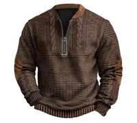 Yolimok Mens Jumpers Sale Clearance, Oversized Mens Hoodies Sweatshirt Hoodie Pullover Western Sweatshirts - Substantial Men's Vintage Knit Print Zip-Up Sweatshirt, Casual Half Button Jackets