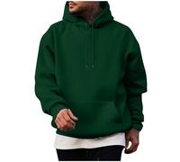 Yolimok Mens Plain long sleeve Hoodie Fleece Pull-Over | Soft and comfy Adult Top Sweatshirt Hoodies | Work and longe wear | Non-zip Up | Uni-Sex | 80% Cotton 20% Polyester Army Green
