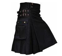 Yolimok Men's Scottish Skirt Medieval Vintage Pleated Skirt Punk Gothic Traditional Highland Combat Kilt Scottish Dress Tartan Skirt Plus Size Men Women Pleated Skirt Ladies Y2k Skirt