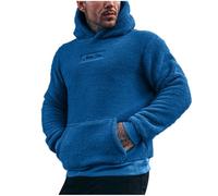 Yolimok Mens Sherpa Fleece Hoodies UK Sale Winter Warm Sweatshirts Fuzzy Casual Pullover Long Sleeve Jumpers Teddy Fleece Jacket Casual Hoody with Kanga Pocket Plus Size Blue