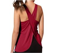 Yolimok Open Back Gym Vest Tops Women Criss Cross Back Tank Tops Summer Sleeveless Sport Workout Tank Top Athletic Yoga T-shirts Running Vest Lighweight Activewear Exercise Clothing