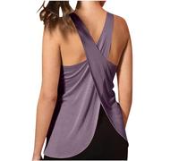 Yolimok Open Back Gym Vest Tops Women Criss Cross Back Tank Tops Summer Sleeveless Sport Workout Tank Top Athletic Yoga T-shirts Running Vest Lighweight Activewear Exercise Clothing