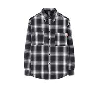 Yolimok Plaid Shirts for Men Oversize Plaid Loose Shirt Long Sleeve Blouse Turndown Collar Cardigan Button Down Shirts Tops with Pockets Regular-Fit Men's Large Size S-5Xl Clearance Black