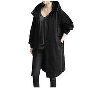 Yolimok Rain Jacket Women Waterproof Jackets with Pockets Windbreaker Camping Plus Size Long Hooded Raincoat Lightweight Solid Color Trech Coat Button Rain Jacket for Cycling Hiking