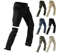 Yolimok Sales Clearance, Work Trousers Men Quick Dry Water-Resistant Lightweight Fishing Travel Safari Outdoor Hiking Cargo Work Waterproof Pants Convertible into Men's Shorts with Pockets Black