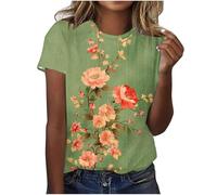 Yolimok Short Sleeve Blouses Womens Sale Summer Tops for Women Flowered Floral Printed T Shirts Cute Shirts Vintrage Graphic Tees Casual Ladies Going Out Beach Pullovers Tunic Blouse Plus Size S-XXL