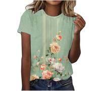 Yolimok Short Sleeve Blouses Womens Sale Summer Tops for Women Flowered Floral Printed T Shirts Cute Shirts Vintrage Graphic Tees Casual Ladies Going Out Beach Pullovers Tunic Blouse Plus Size S-XXL