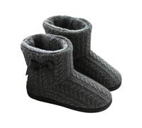 Yolimok Slipper Boots Women Cable Knit Upper Warm Lining Boots Soft Plush Fleece Booties Ladies Bootee Slippers House Shoes Features a Non Slip sole The Perfect Warm Ladies Fluffy Slippers