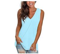 Yolimok Tank Tops Women Summer Cami Oversized Tank Top Loose Fit V Neck Camisole Vests Baggy Sleeveless Tops for Women Uk Plus Size Vest Top Cotton Underwear Longline Vest Sports Workout Training