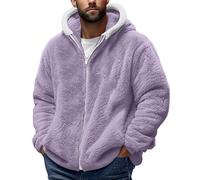 Yolimok Teddy Fleece Jacket Mens, Full Zip Up Hoodies Long Sleeve Sherpa Fleece Winter Coats Fluffy Warm Jackets Thick Plush Oversized Hoodie Thermal Hooded Coat Cozy Cardigan Plus Size