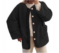 Yolimok Teddy Fleece Jacket Women Winter Warm Button Coat Breathable Sherpa Wool Microfleece Ladies Jacket Casual Long Sleeve Oversized Y2k Baggy Tops Travelling Outdoor Sport Lightweight Coats