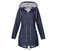 Yolimok waterproof jacket womens Light Rain Jacket Women Hooded Jackets Ladies Waterproof Raincoat Oversized Windbreaker Solid Color Zipper Coat With Hood 3-In-1 Long Jackets Casual Lightweight