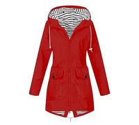 Yolimok waterproof jackets women Hooded Waterproof Jacket Women Solid Color Long Thin Raincoat 3-In-1 Jacket Plus Size Lightweight Windproof Waterproof Coat With Hood, for Outdoor, Walking & Camping