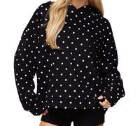 Yolimok Women Polka Dot Hoodie Fleece Hooded Sweatshirt Long Sleeve Drop Shoulder Graphic Print Hoodies with Pocket Oversized Leopard Print Hoodie for Women Sweatshirts Cute Pullover Tops