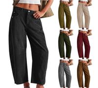 Yolimok Women's Black Corduroy Pants, Wide Leg, Mid Rise, Size 8, Adult, Casual, Fall, Winter, Spring