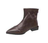 Yolimok Womens Boots Pointed Toe Zip Up Block Heeled Ankle Boots For Women Elegant Smart Ladies Leather Booties Comfort Office Formal Booties Lightweight Mid Calf Shoes Business Footwear Size 3.5-7