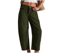 Yolimok Women's Corduroy Trousers - Petite Short Leg, Stretch, Black Cargo for Ladies and Men