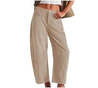 Yolimok Women's Corduroy Trousers - Petite Short Leg, Stretch, Black Cargo, Ladies UK - Men's Option Available