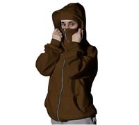 Yolimok Womens Hoodies with Balaclava Ski Mask, Windproof Winter Thermal Hoodies for women Oversized Long Sleeve Full Zip Tops Warm Soft Fleece Hooded Sweatshirt with Breathable Face Cover Outdoor