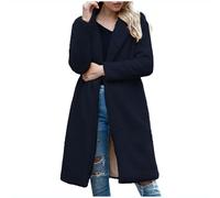 Yolimok Women's Jacket Teddy Bear Fleece Long Open Front Coats Women Cardigan Fleece Long Hooded Coats Soft Cozy Fuzzy Longline Coat Oversized Coat Trendy Lounge Lapel Collar Outerwear Size S-3XL