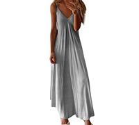 Yolimok Womens Summer Maxi Boho Beach Dresses Floral Print Dress V Neck Sleeveless Spaghetti Strappy High Waist Flowy Long Midi Dresses A-Line Sundresses Holiday Essentials Loungewear Clothes