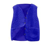 Yolimok Women's Teddy Fleece Gilets Waistcoat V Neck Button Down Sherpa Fluffy Solid Color Lightweight Cozy Sleeveless Vest Winter Ladies Gilets and Bodywarmers With Pockets