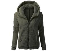 Yolimok Womens Winter Jacket Fleece Hoodie Sherpa Lined Full Zip Up Winter Warm Soft Teddy Fleece Hooded Sweatshirt Fluffy Jumper Hoody Sweater Coat Overcoat Cardigan Ladies Hoodies