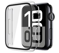 YoLin 2-Stück Mit Glas Ultradünne Displayschutz Kompatibel mit Apple Watch Series 11 / Series 10 46mm, PC All-Around Schutzhülle für iWatch 46mm (1 Schwarz + 1 Transparent)