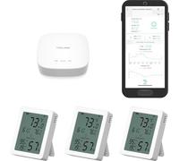 YoLink Indoor Thermometer Hygrometer 3-Pack YS8023 with LCD Comfort Display, Magnetic Mount for Kitchen Use, Max/Min Tracking, LoRa, 5-Year Battery, Alexa/IFTTT, Hub Included