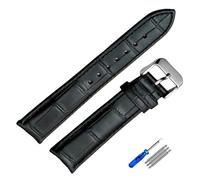 YOLIONU Genuine Leather Watchband For Tissot Mens Watch Strap(Black-silver,22mm)