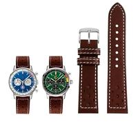 YOLIONU Leather Watch Strap For Breitling TOP TIME Little Ice Blue Panda(Dark brown white1)