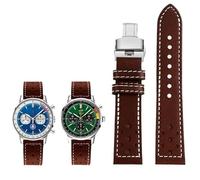 YOLIONU Leather Watch Strap For Breitling TOP TIME Little Ice Blue Panda(Dark brown white2)