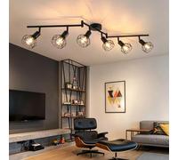 Yolispa 6 Way Spotlights Ceiling Lights, Adjustable E14 Base Light Ceiling | Vintage Black Metal Wire Cage Track Lighting, Industrial Metal Spot Lights for Living Room Bedroom Hallway, Bulb Not Included