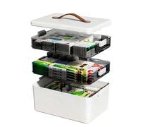 Yolispa Medicine Storage Box, 3 Layer Medicine Box with Portable Handle & Compartment, Portable Emergency First Aid, Household Medical Organiser for Home, School, Office and Travel