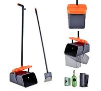 Yolispa Pooper Scooper, 46" Dog Pooper Scooper Adjustable Long Handle with Swivel Bin, Rake and 35 Waste Bags, Non-Breakable, Easy to Clean Pet Waste from Garden, Grass, Dirt, Gravel or Flats
