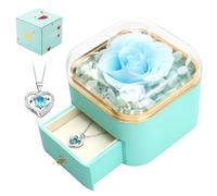 Yolispa Preserved Real Rose, Handmade Eternal Flower Box with Necklace, Eternal Rosebox for Mother's Day Valentine's Day Christmas Day Engagement Marriage Thanksgiving Gifts