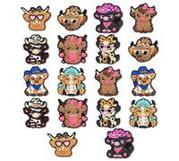 Yoljun 18pcs Highland Cow Shoe Charms for Clogs Cute Animal Charms Waterproof DIY Shoe Accessories Decoration for Women Girls Boys
