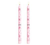 Yoljun 2pcs 25cm Pink Tapered Dinner Candles with Bow and Heart Pattern