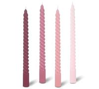 Yoljun 4pcs Pink Candles Tapered Candles, 10 Inch Unscented Long Twisted Candle Sticks for Table Dinner Wedding Home Decor