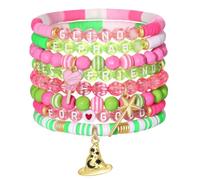 Yoljun 8pcs Friendship Bracelets for Girls Women Colorful Beads Stretch Bracelet with Letter, Witch Best Friends Gifts