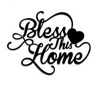 Yoljun Bless This Home Metal Sign Black Letter Wall Art Decor, House Warming Gifts New Home, Bible Gift Home Decor for Living Room Door Hallway Entryway 30x22CM