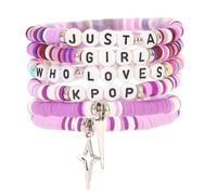 Yoljun for Korea-pop Merch Bracelet for Girls, 6pcs Stackable Stretch Bracelets for Korea-Pop Fans Friends Birthday Gifts, Concert Outfits Accessories