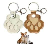 Yoljun Pack of 2 Key Fobs for Pet Hair, Pet Hair Memory, Dog Memory, Pet Hair Keyring, for Cats and Dogs, White + Light Brown, PU Leather, 9.2 x 6 cm