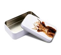 Yoljun Rectangular Small Metal Tin Box with Lid, Cute Highland Cow Mini Tin Storage Container for DIY, Gift Cards,Candy,Earring,Coin,Small Items 101 x 70 x 20 MM