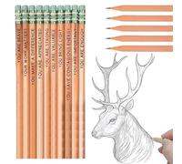 Yolkify 10Pcs Wooden Pencils for School, Pencils With Rubbers on The End, Pencil Rubber, Affirmation Pencil Set Unpainted for Children Teachers Office School Supplies Drawing Writing 18.9 x 0.7 cm