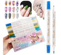 Yolkify 12 Colors Nail Art Pens Set, Double-Headed Nail Art Marker Set, 1-4mm Nail Art Markers, Quick-Dry Gel Nail Markers, for Painting Nails DIY Nail Art Beauty Adorn for Women Girls