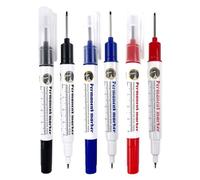 Yolkify 6PCS Deep Hole Marker Pens, 20mm Long Nib Marker Pen, Double-headed Woodworking Markers, Marking Tool for Permanent Marking of Hard to Reach Areas, Waterproof Quick Dry Ink for Carpenters